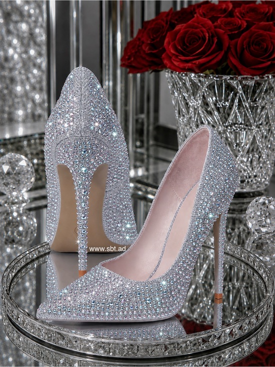 Sparkling Bling Things Shoes - NEW Cinderella Wedding Shoes Sparkling Swarovski Crystal Rhinestone Pumps +Gift